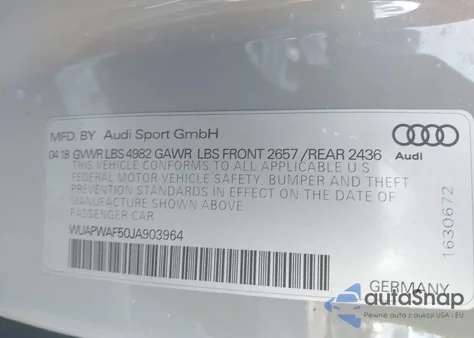 2018 Audi Rs 5 2.9T из США, поврежденный, VIN WUAPWAF50JA903964